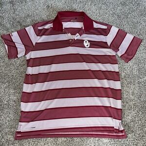 PING Golf Polo Shirt Mens L‎ Red White Striped Short Sleeve Performance Stretch